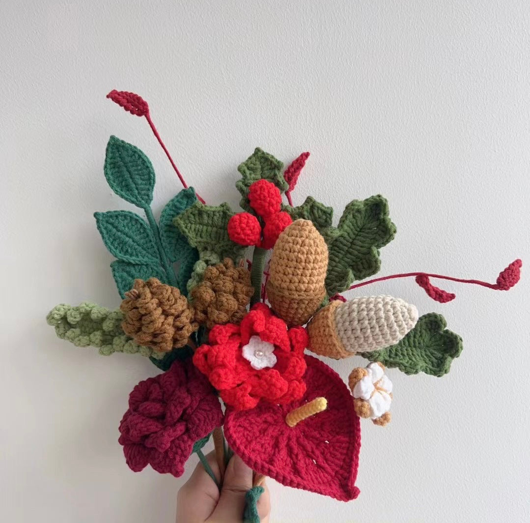 Crochet Christmas Special Mixed Flower Bouquet