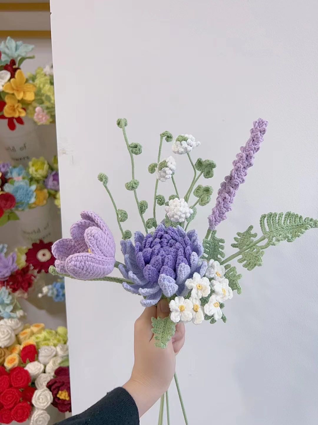 Crochet Mixed Flower Bouquet | Hyacinth/Rose/Tulip/Lily of the Valley/Lavender | Multiple Styles Available
