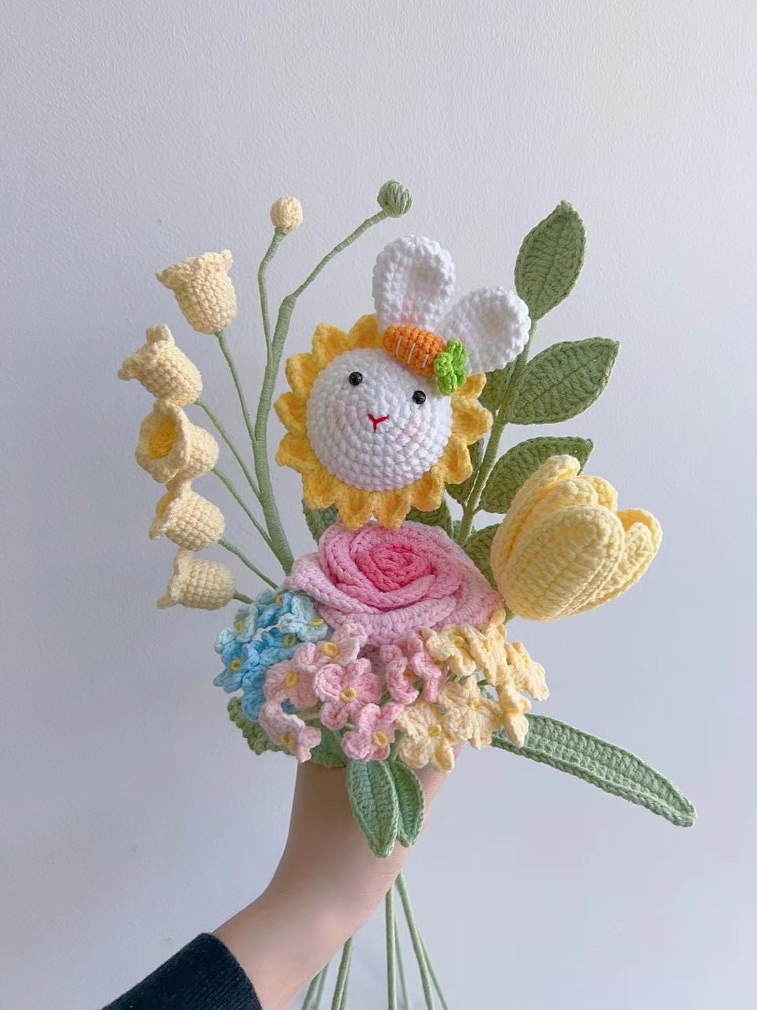Crochet Mixed Flower Bouquet | Hyacinth/Rose/Tulip/Lily of the Valley/Lavender | Multiple Styles Available