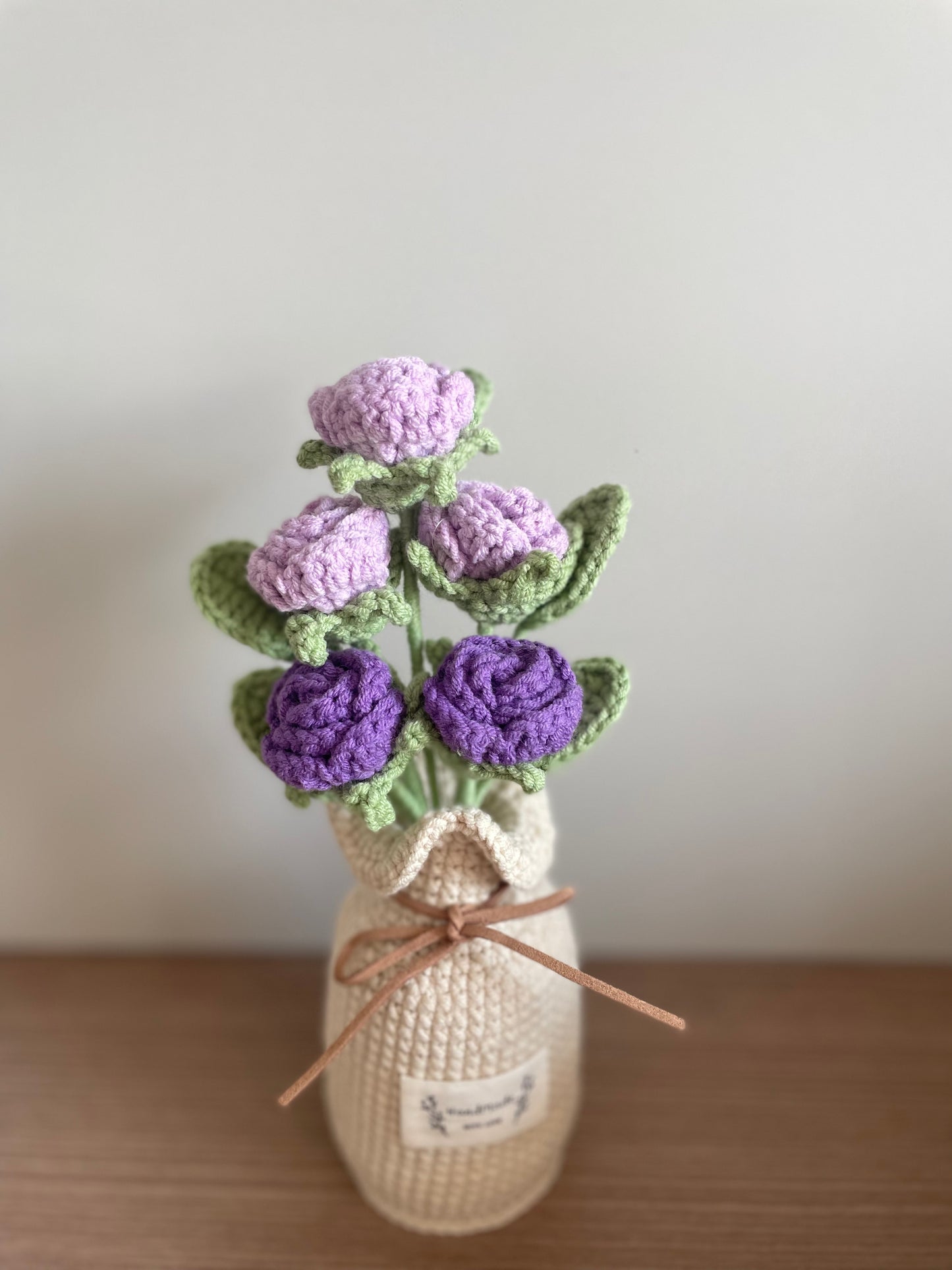 Crochet Rose Flower in Pocket | 5 Small Flowers | Purple, Blue, Pink, Red, Yellow