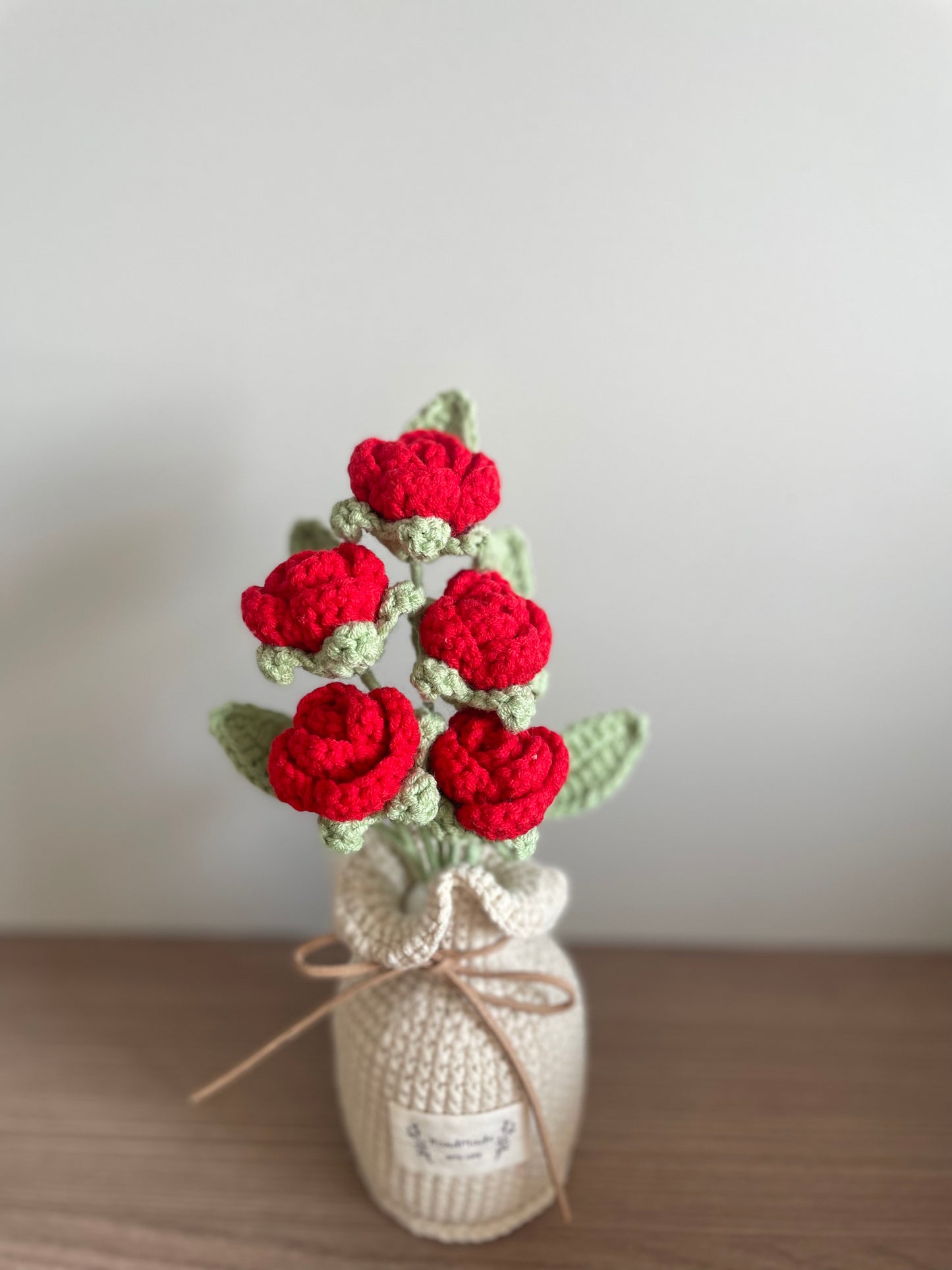 Crochet Rose Flower in Pocket | 5 Small Flowers | Purple, Blue, Pink, Red, Yellow