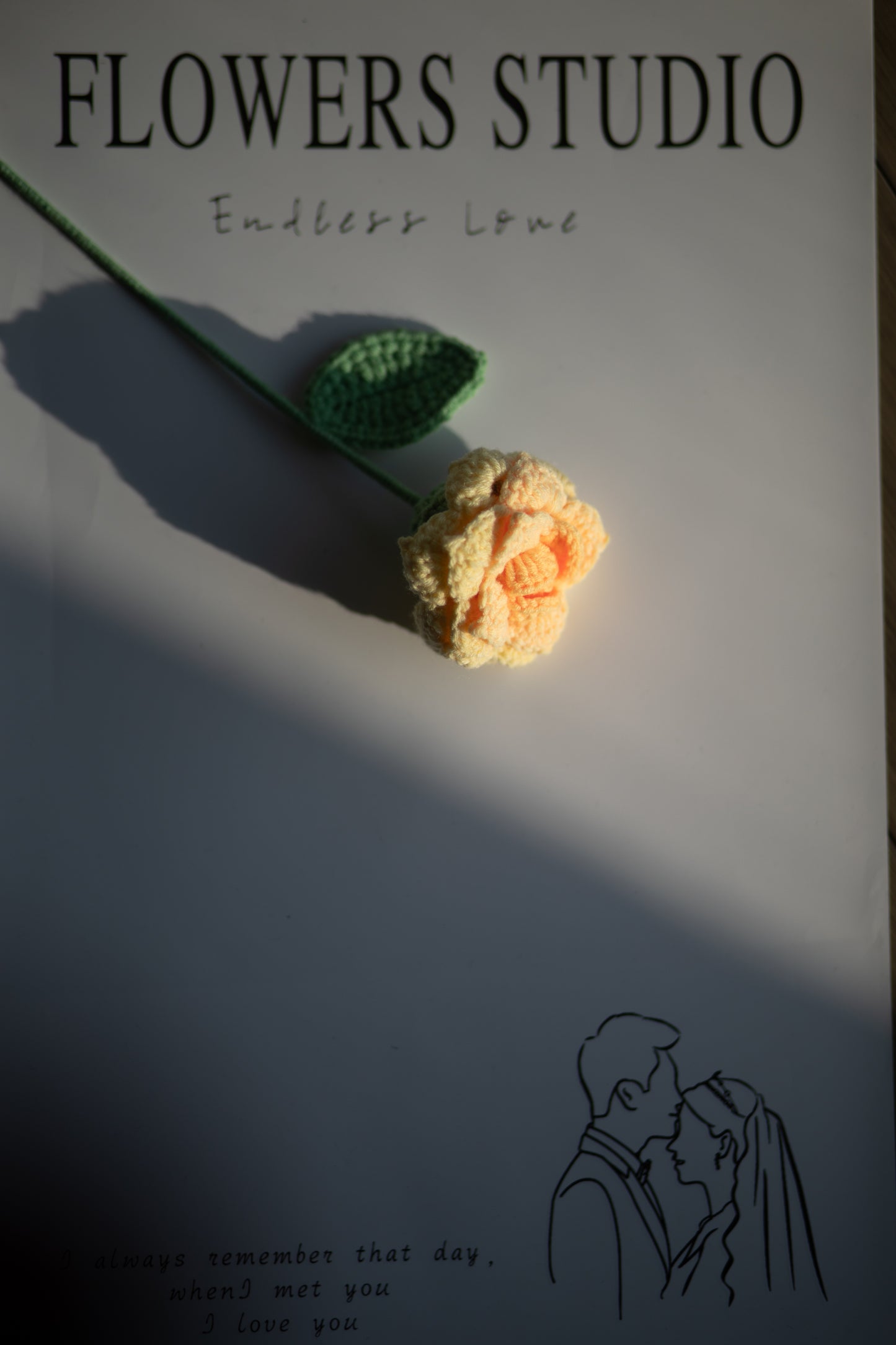 Crochet Multi-Head Rose Stems, Yellow