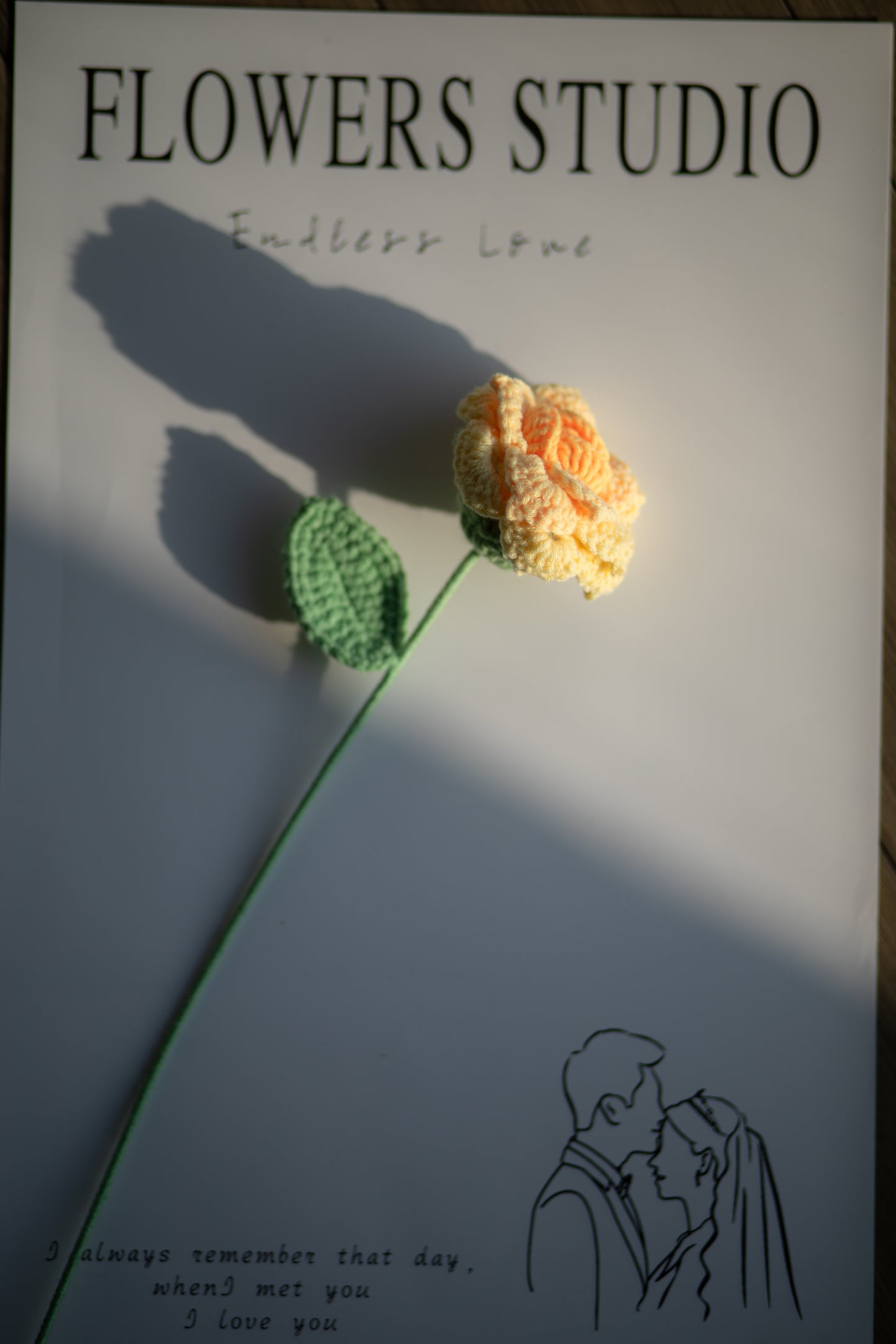 Crochet Multi-Head Rose Stems, Yellow