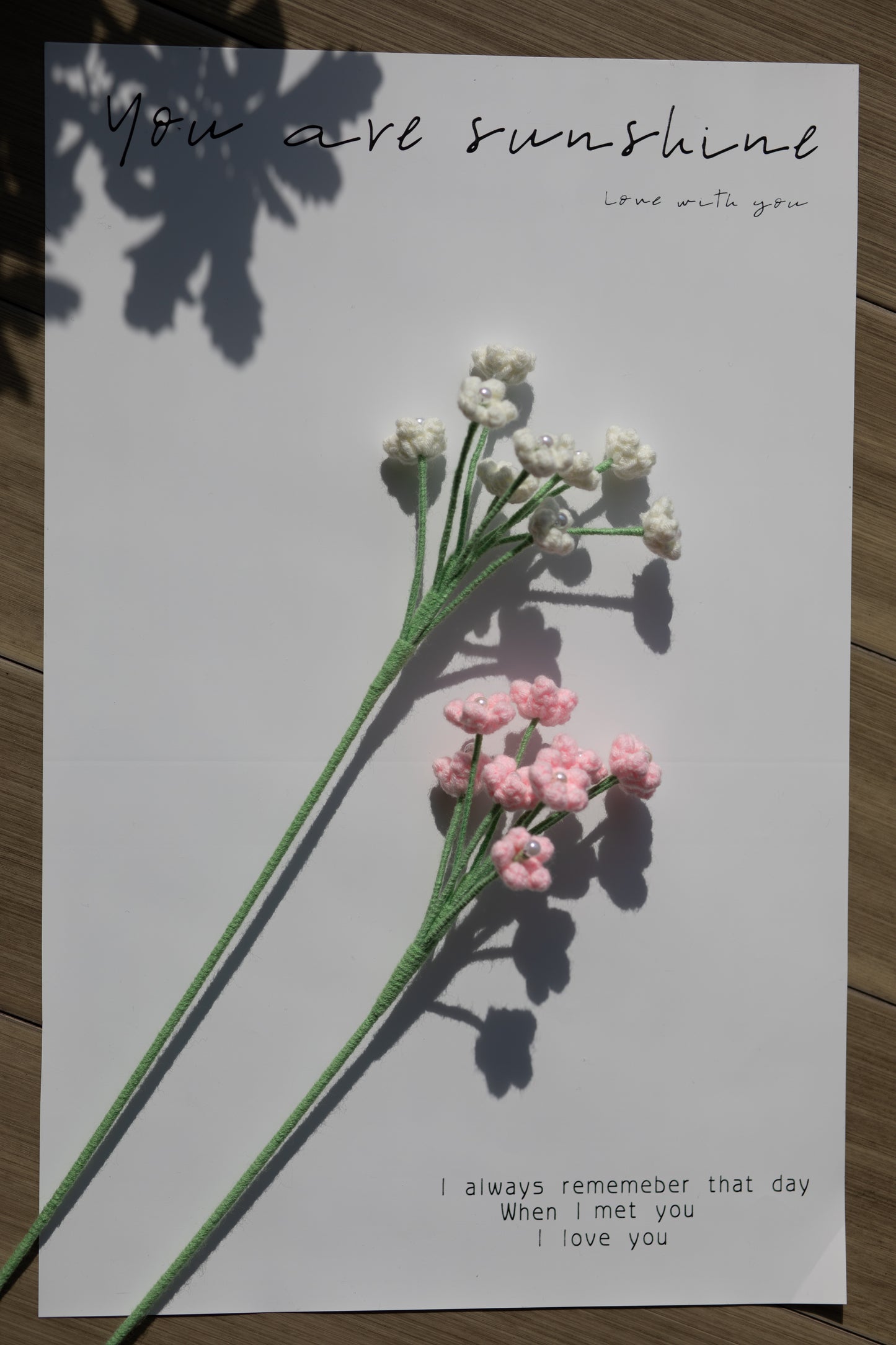 Crochet Baby's Breath Stems, Small(9 flowers on 1 stem), Available in White/Pink