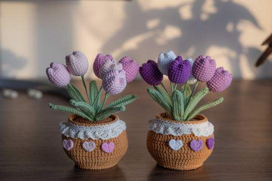 Crochet Flower in the Pot, Tulip, Multiple Colors Available
