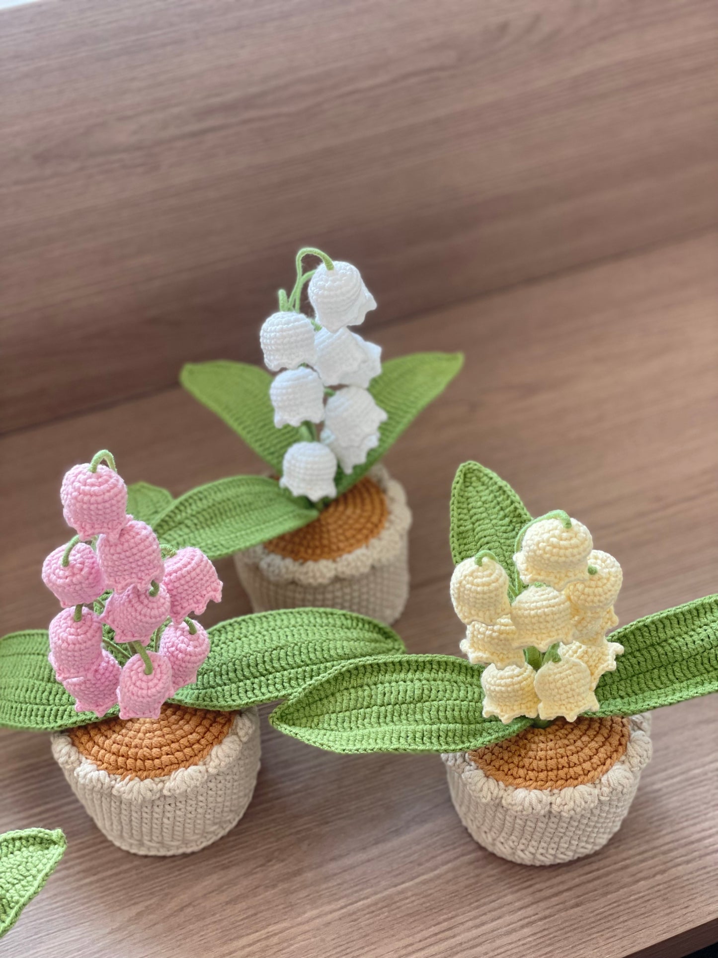 Crochet Lily of the Valley Flowers in Pot | Large (9 Flowers) | Pink, Purple, Yellow, White