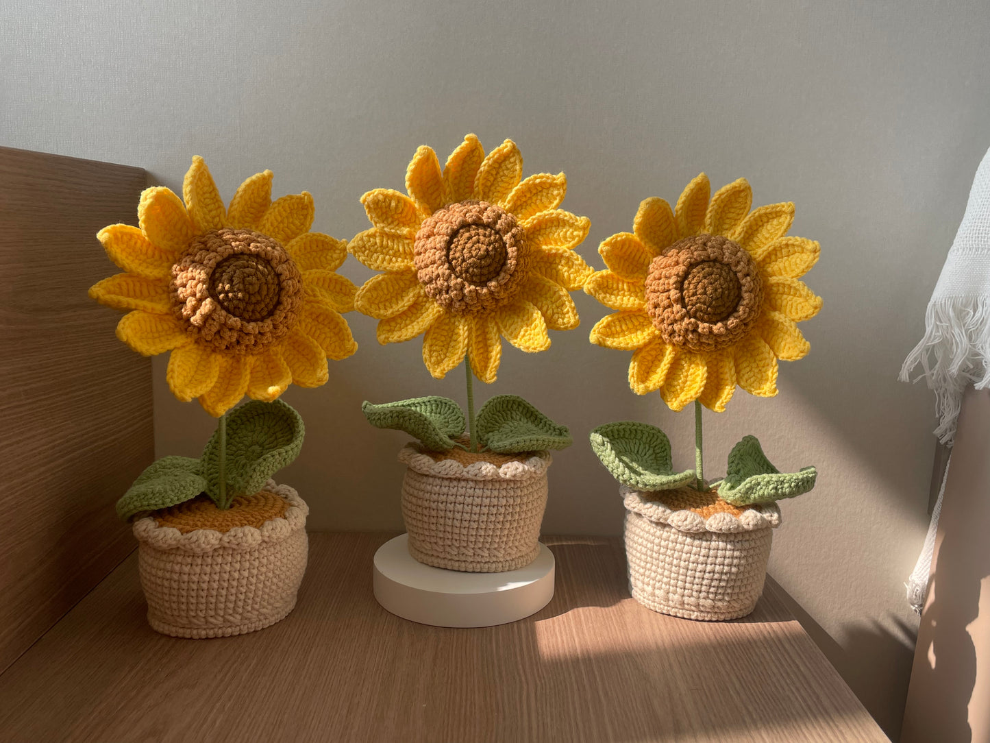 Crochet Sunflower in Pot(Single Flower) | Double Layer, Single Layer | Yellow, Orange