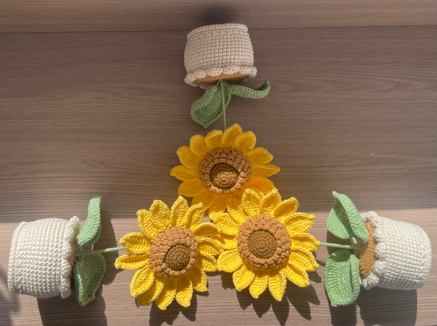 Crochet Sunflower in Pot(Single Flower) | Double Layer, Single Layer | Yellow, Orange
