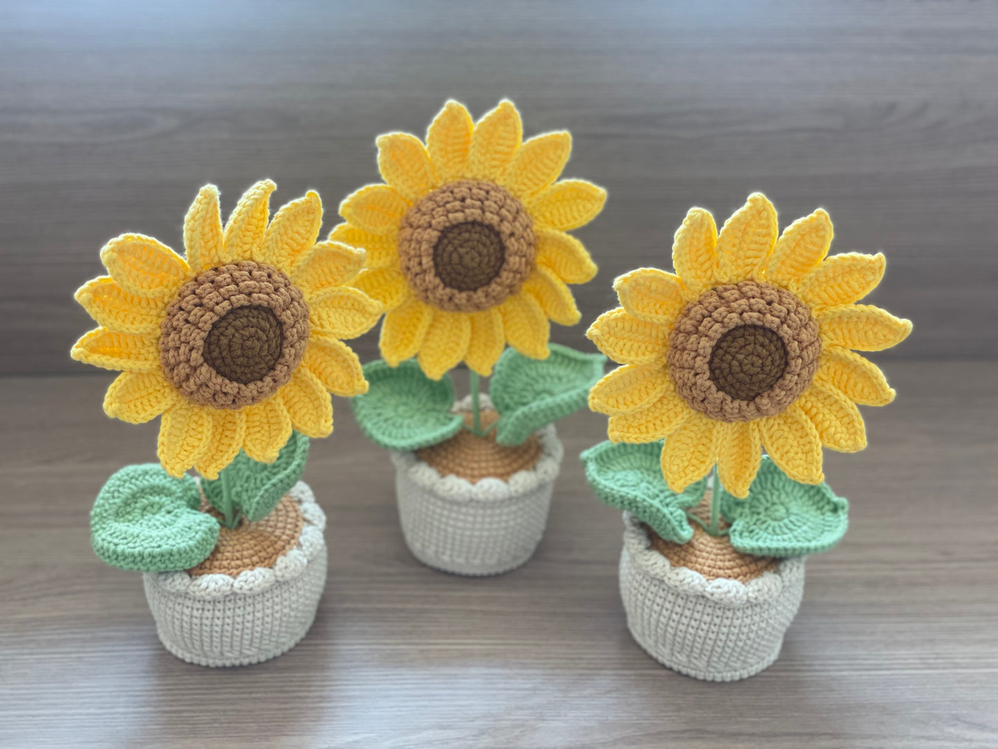 Crochet Sunflower in Pot(Single Flower) | Double Layer, Single Layer | Yellow, Orange