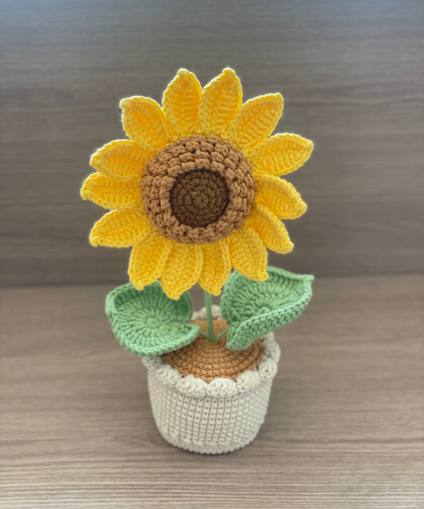 Crochet Sunflower in Pot(Single Flower) | Double Layer, Single Layer | Yellow, Orange