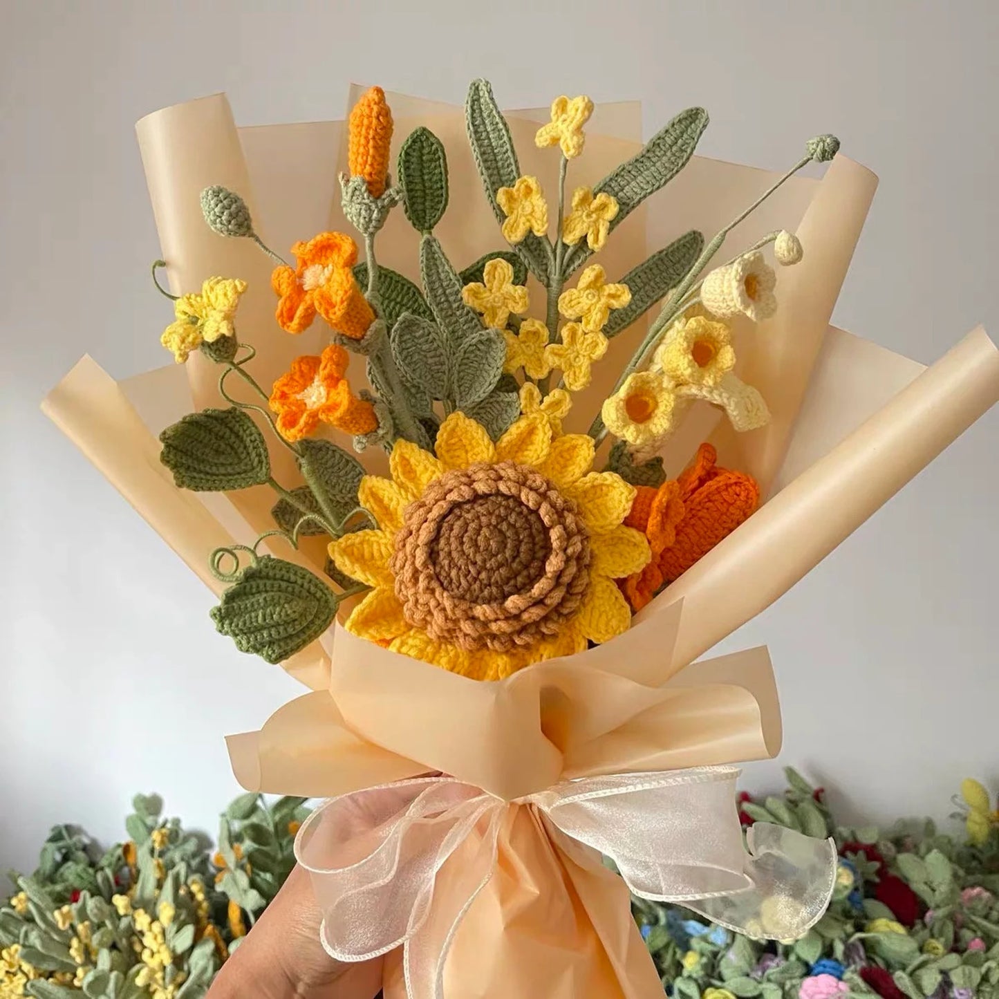 Crochet Sunflower Mixed Bouquets, Multiple Style Options