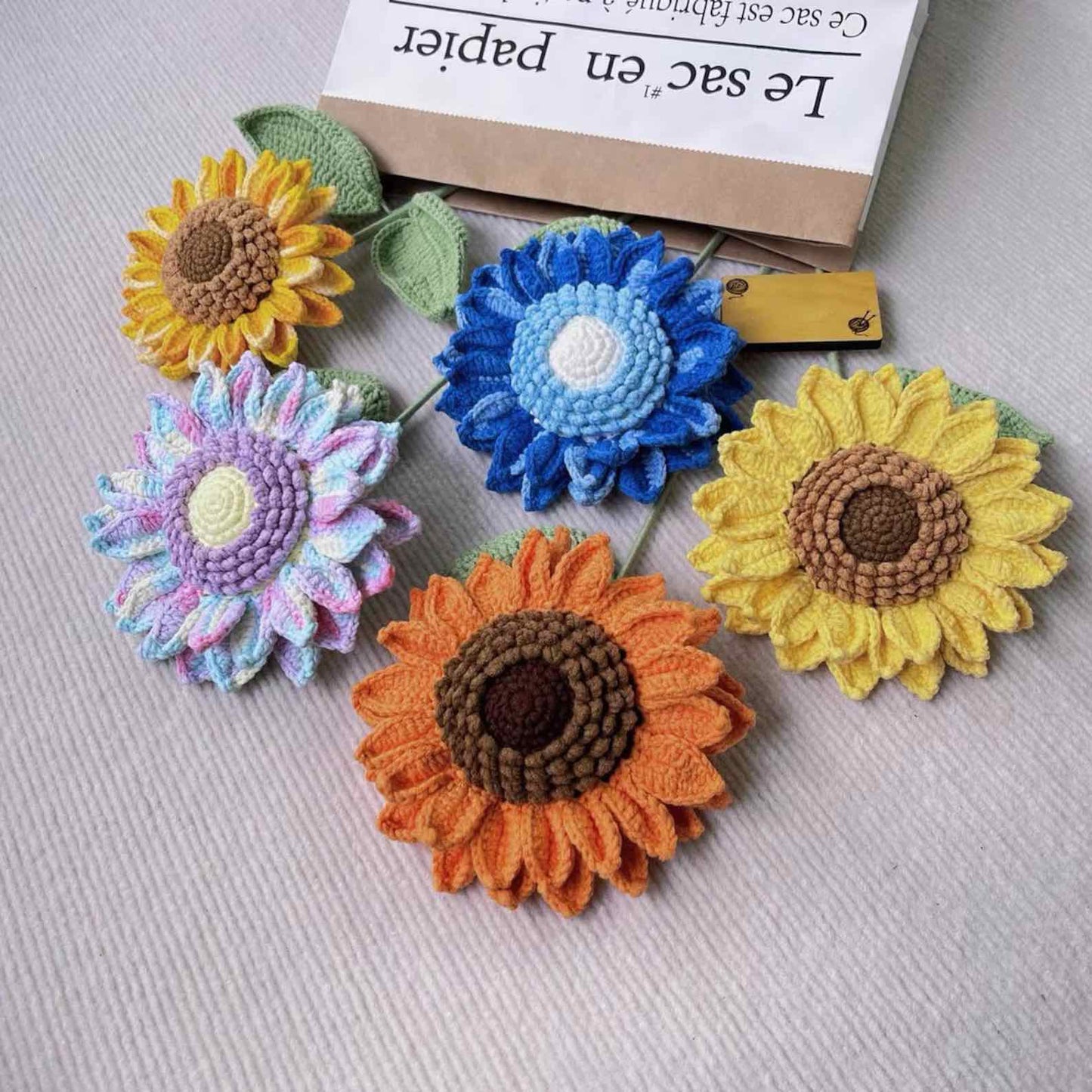Crochet Sunflower Bouquet, Multiple Style Options