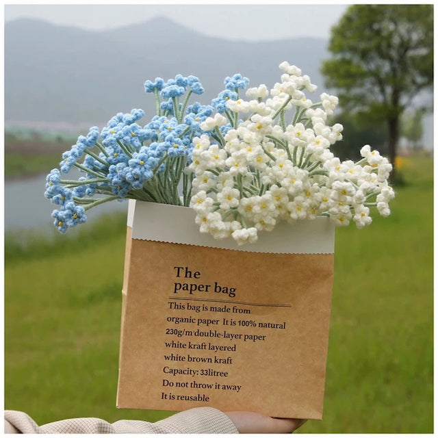 Crochet Baby's Breath Stems, Large(21 flowers on 1 stem), Available in Purple/White/Blue/Pink