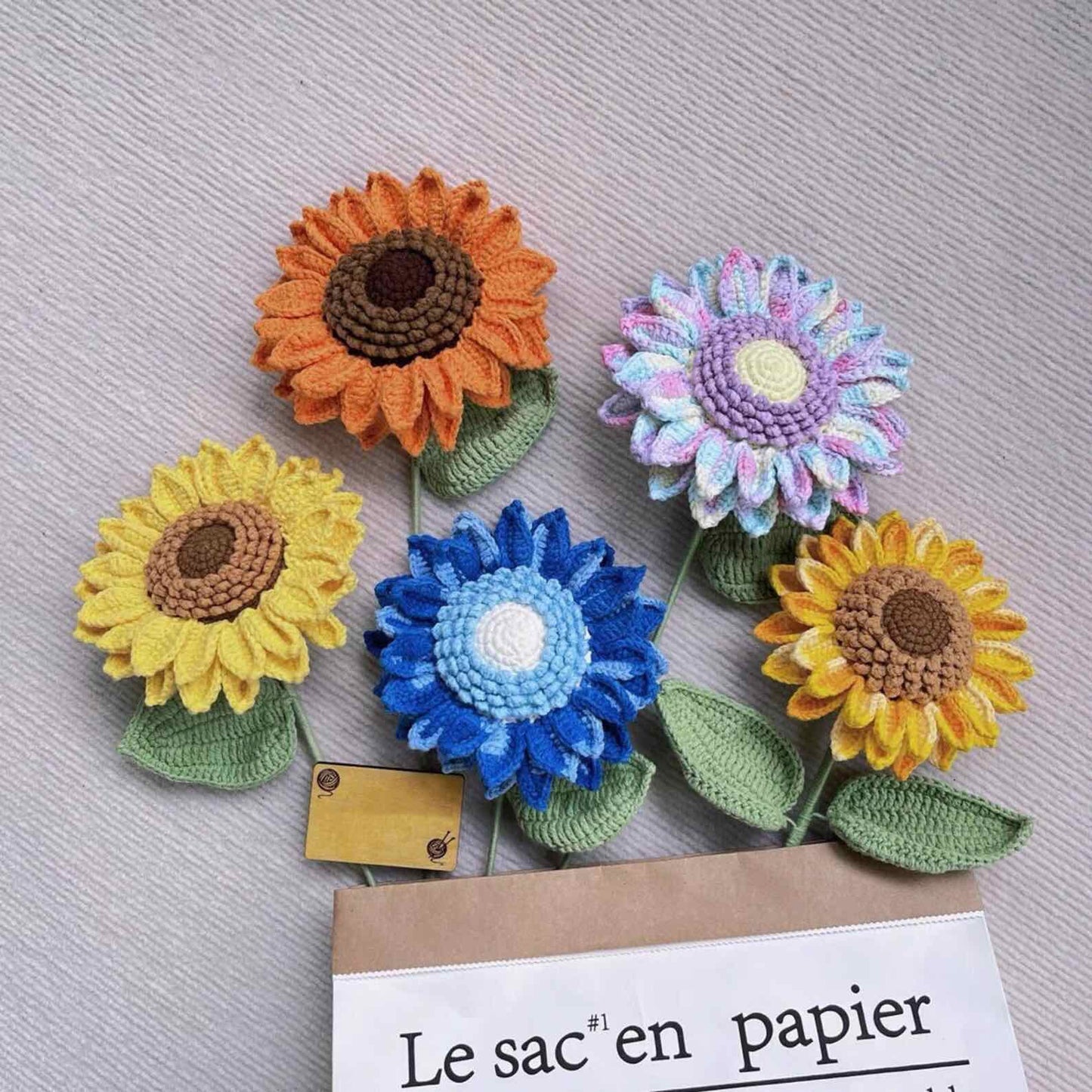 Crochet Sunflower Bouquet, Multiple Style Options