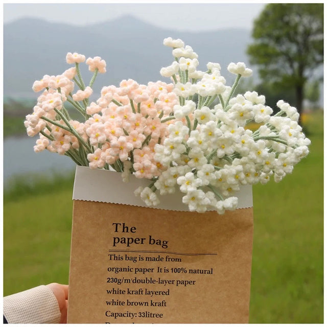 Crochet Baby's Breath Stems, Large(21 flowers on 1 stem), Available in Purple/White/Blue/Pink