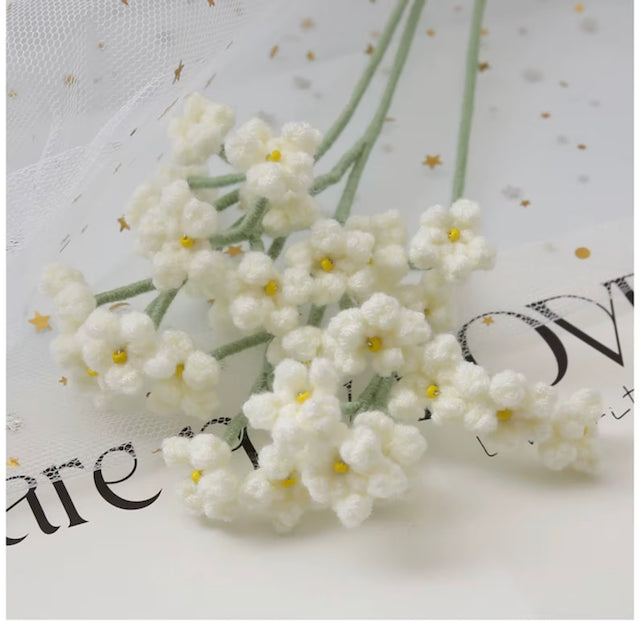 Crochet Baby's Breath Bouquet, Purple/White/Blue/Pink, Large Stem