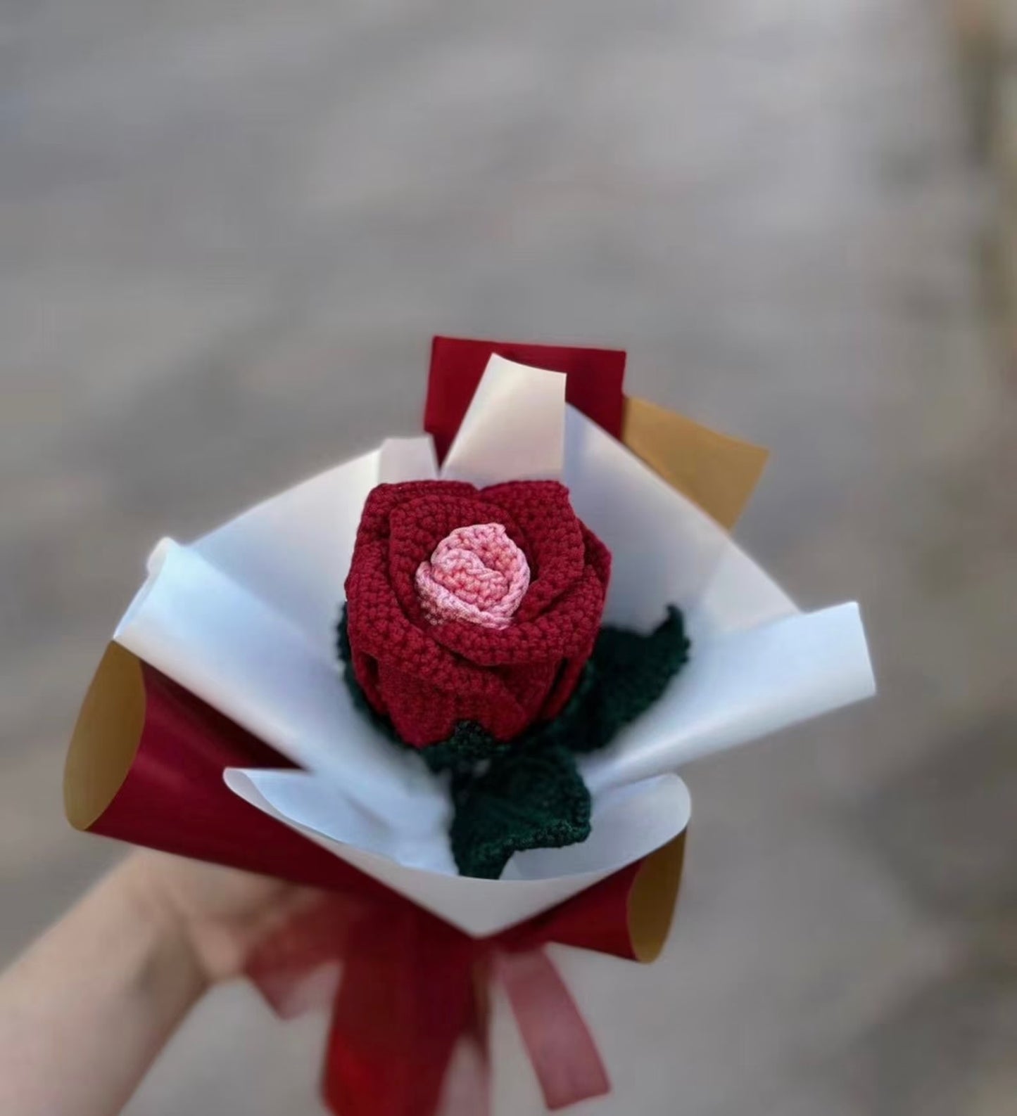 Crochet Rose Bouquet | Single-Stem Bouquet | Multiple Color Options