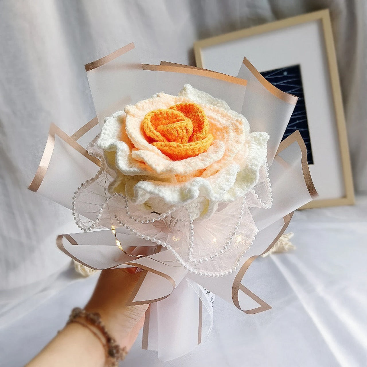 Gehäkelter Thai Rosenstrauß, Einzelner Blumenstrauß, mehrere Farben verfügbar