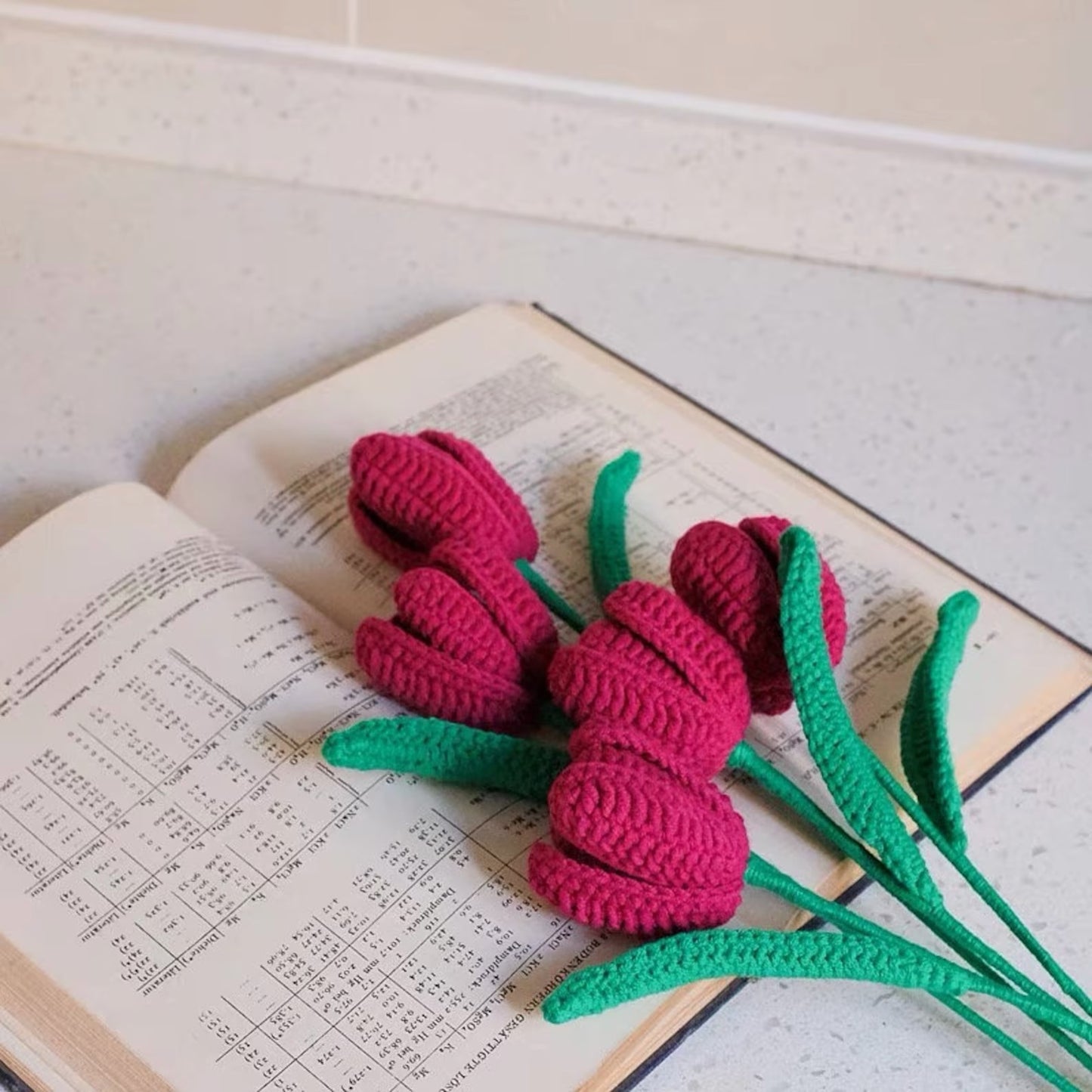 Crochet Tulip Stems, Soft Cotton Yarn, Multiple Colors Available
