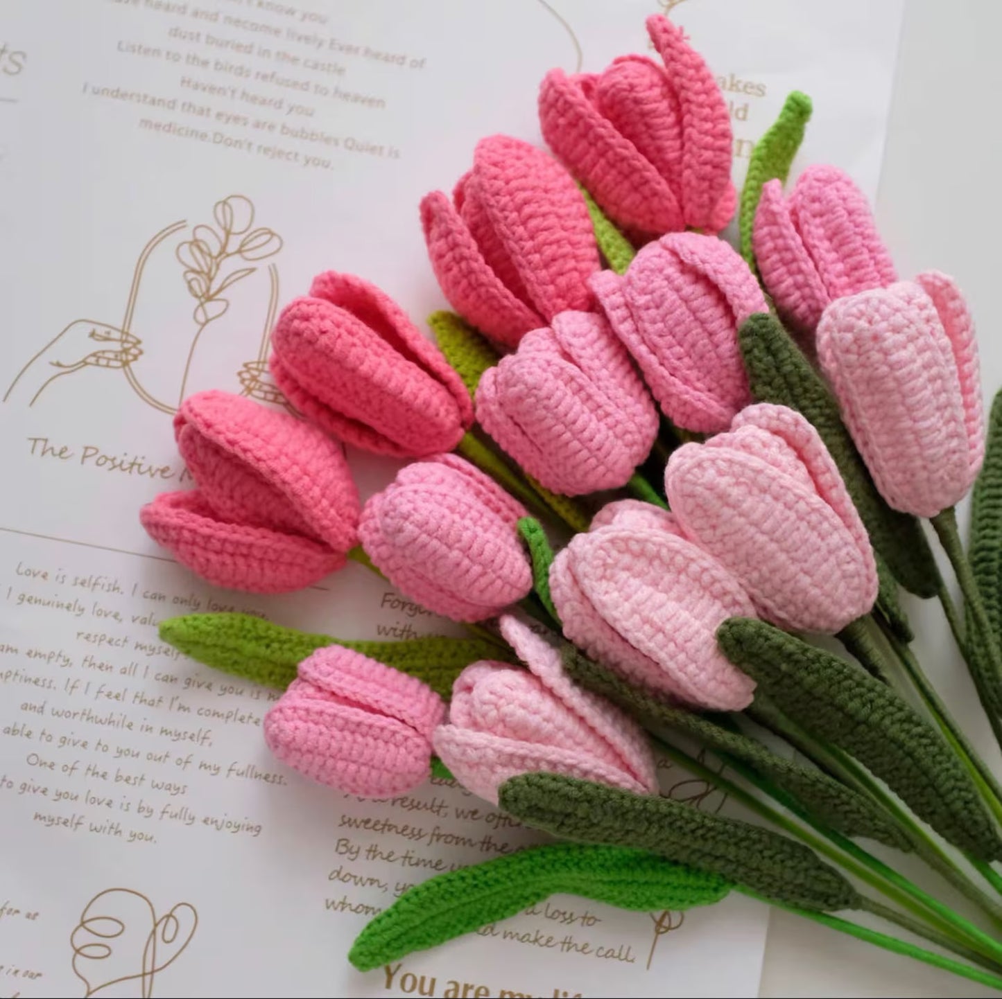 Crochet Tulip Stems, Soft Cotton Yarn, Multiple Colors Available