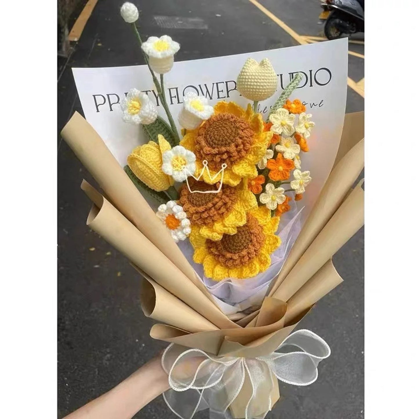 Crochet Sunflower Mixed Bouquets, Multiple Style Options