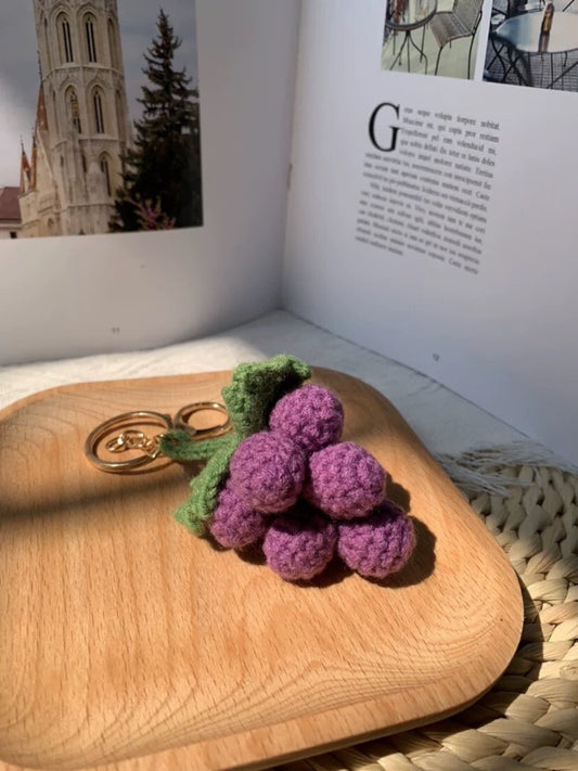 Crochet Grape Keychain, Purple/Light Purple