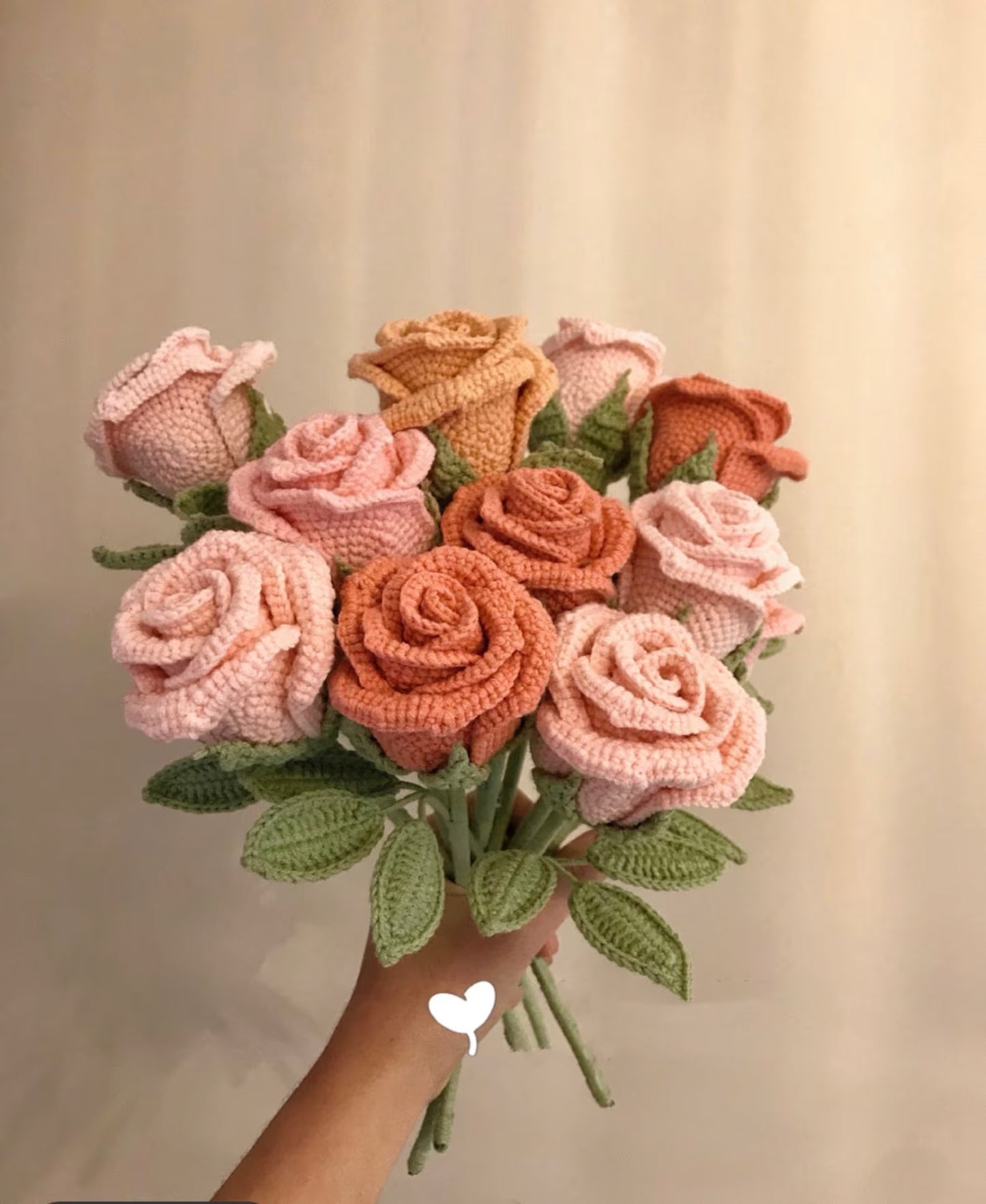 Crochet Rose Bouquet | Multiple Sizes Available | Special Morandi Colors - Pink, Red, Orange