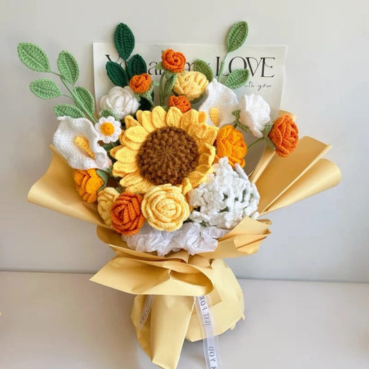 Crochet Sunflower Mixed Bouquets, Multiple Style Options