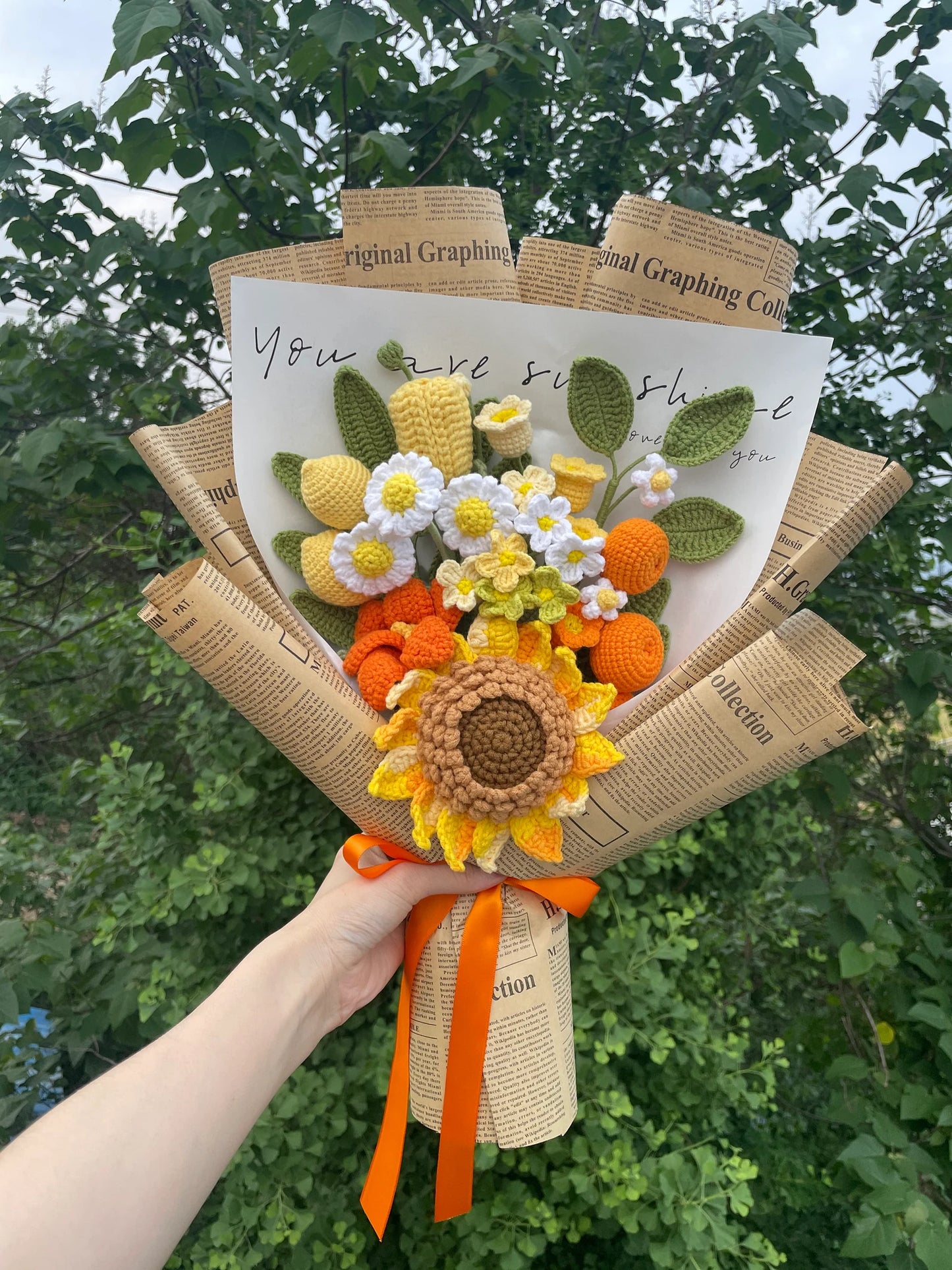Crochet Sunflower Mixed Bouquets, Multiple Style Options