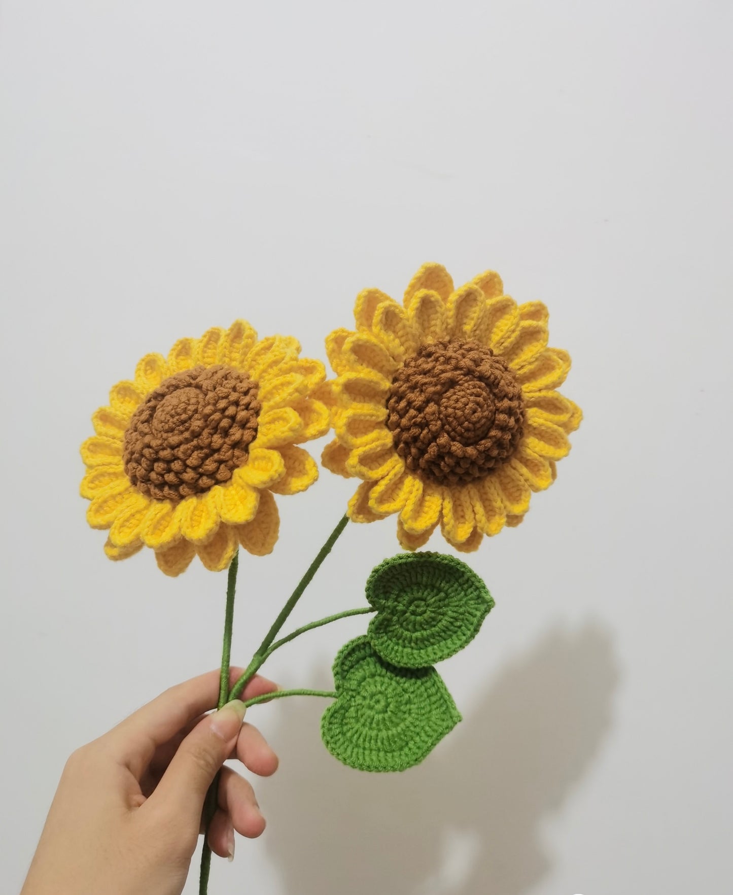 Classic Crochet Sunflower Stems, Soft Cotton Yarn, Multiple Style Available