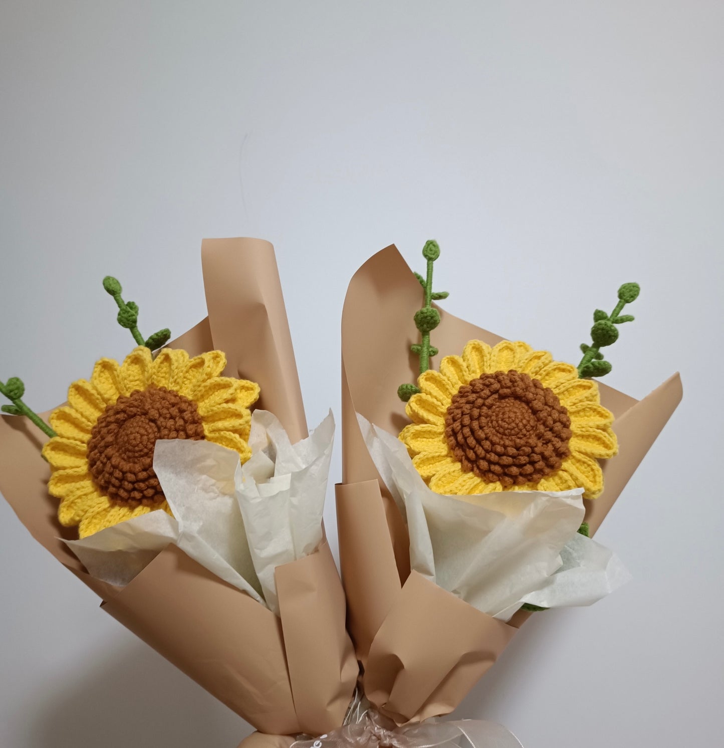 Classic Crochet Sunflower Stems, Soft Cotton Yarn, Multiple Style Available