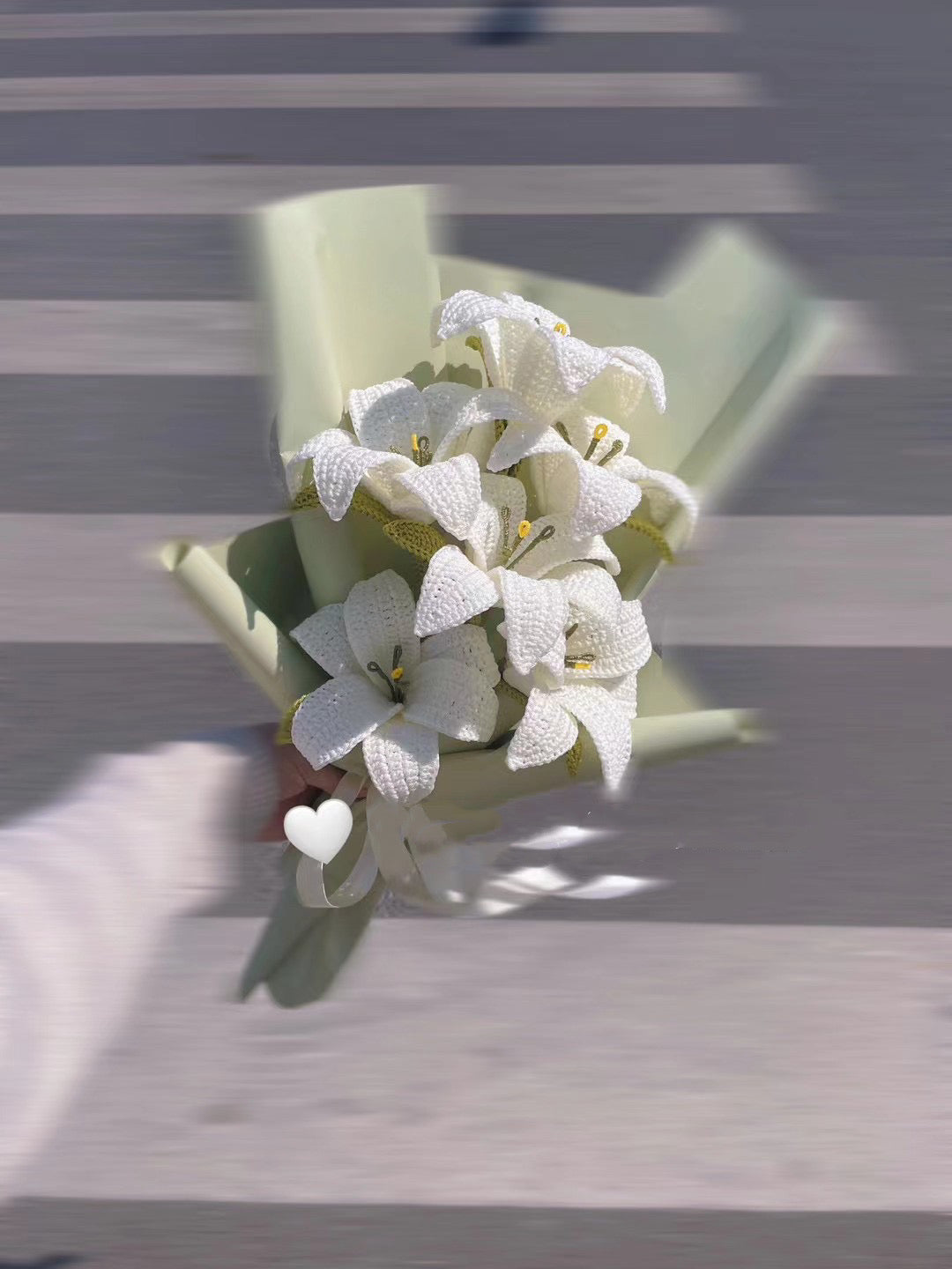 Eternal Purity Bouquet — Handmade Crochet White Lilies Bouquet (Choose Your Size)