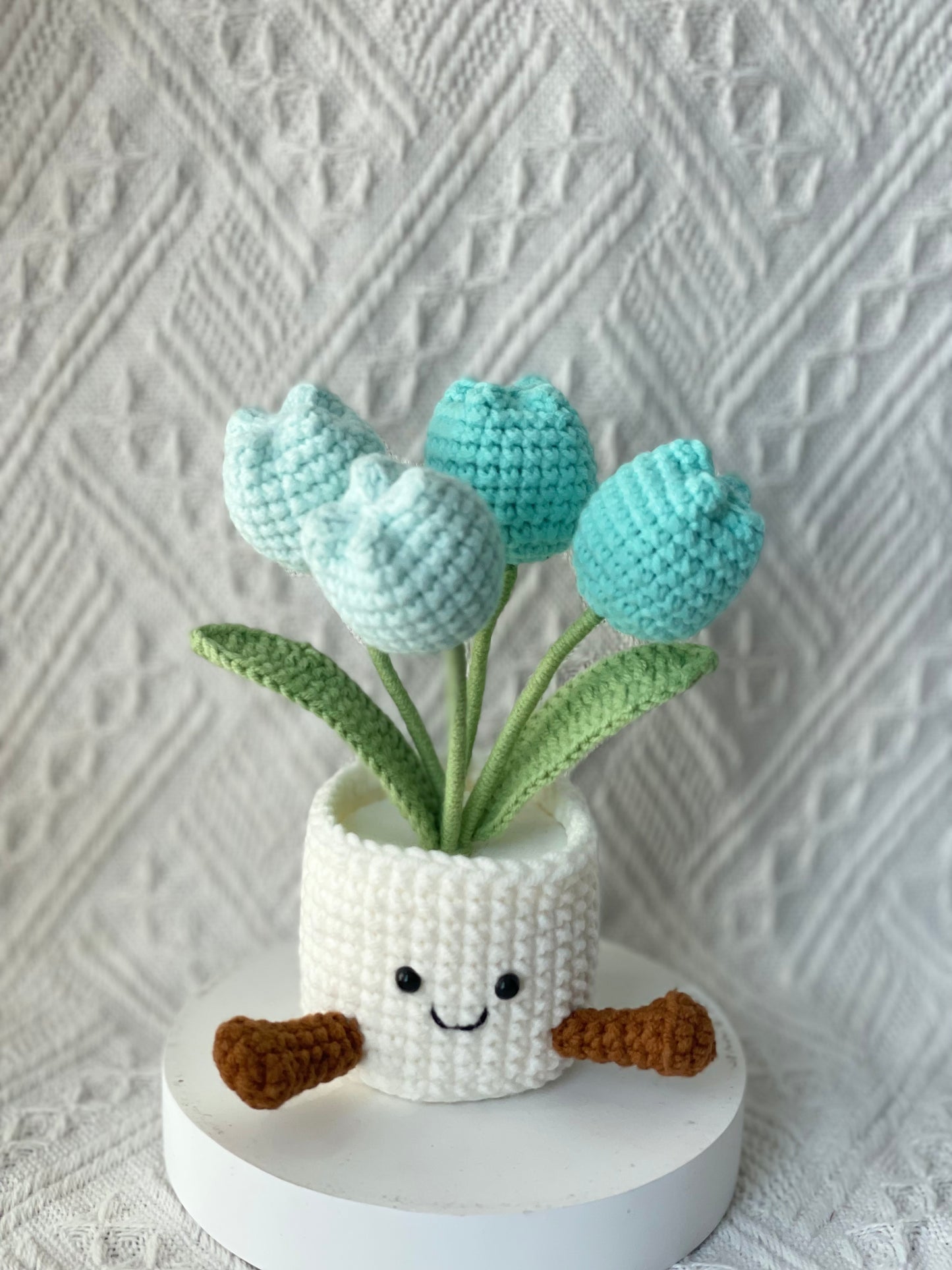 Handmade Crochet Tulip Flower Pot -4 Tulips In