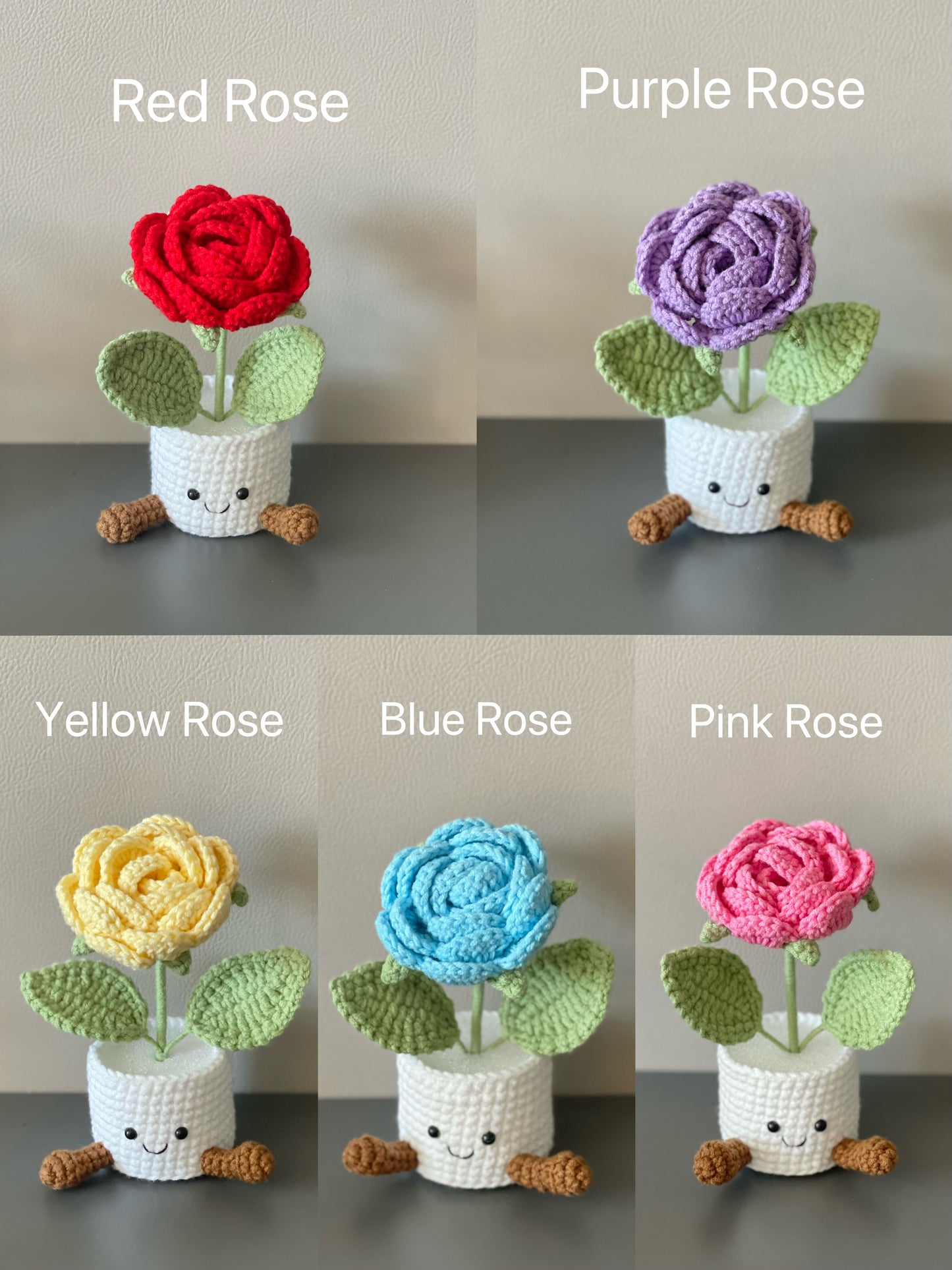 Crochet Flower in Pot, Crochet Rose