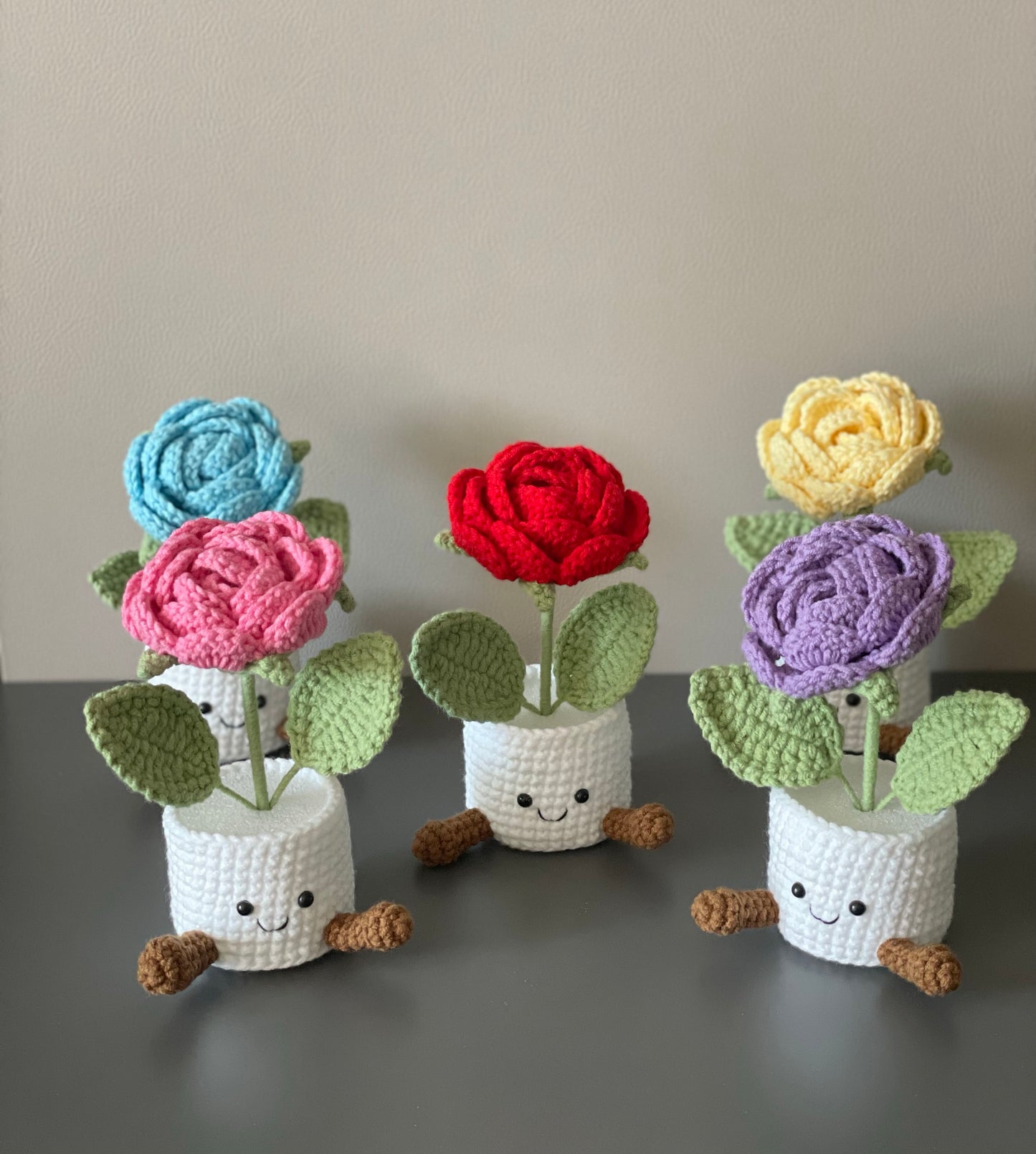 Crochet Flower in Pot, Crochet Rose