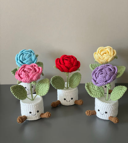 Crochet Flower in Pot, Crochet Rose