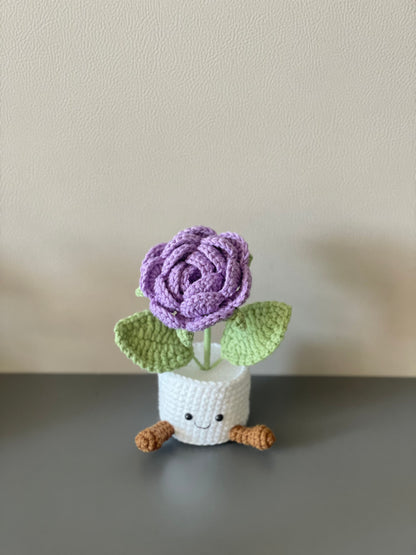 Crochet Flower in Pot, Crochet Rose