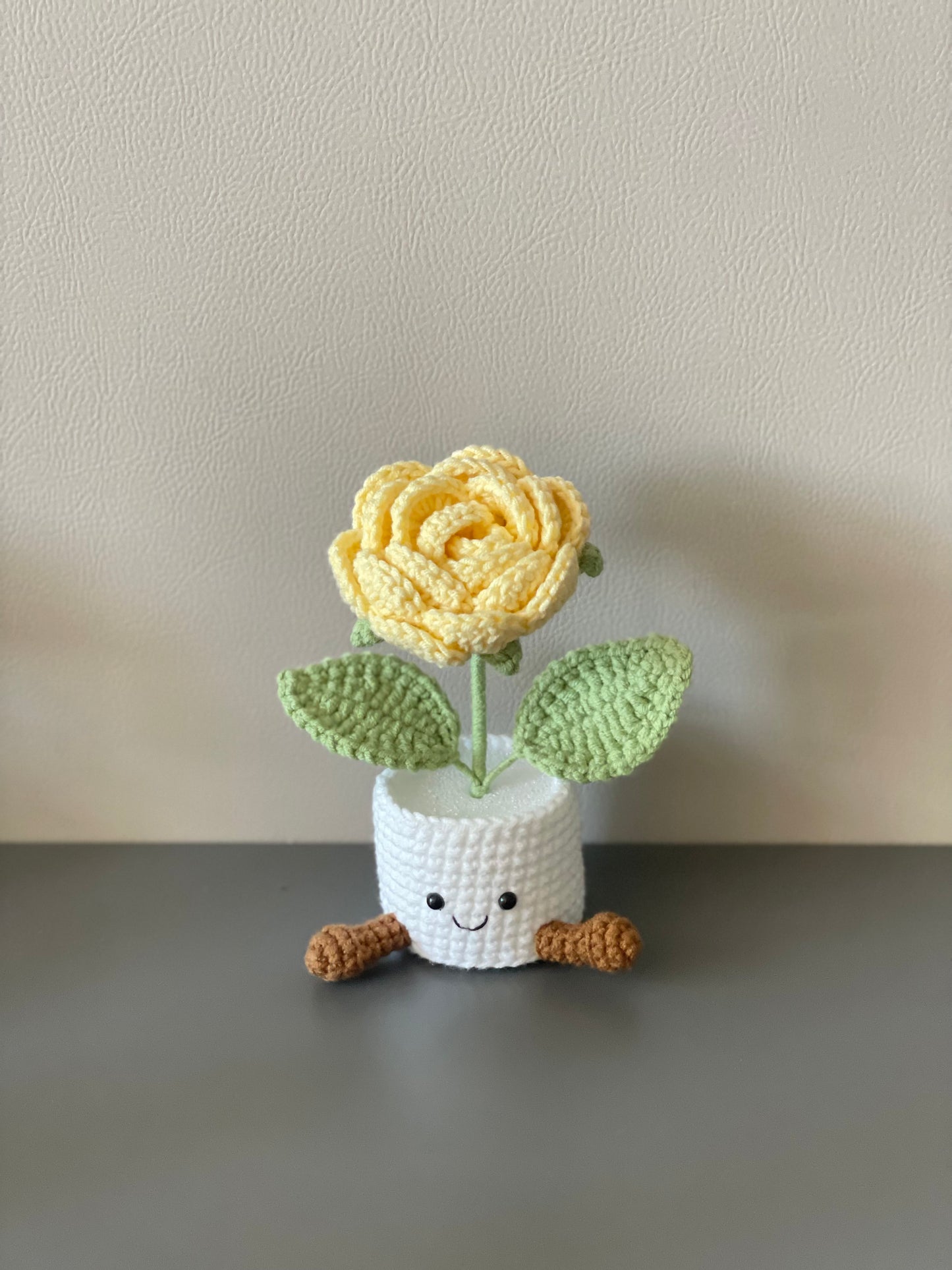 Crochet Flower in Pot, Crochet Rose