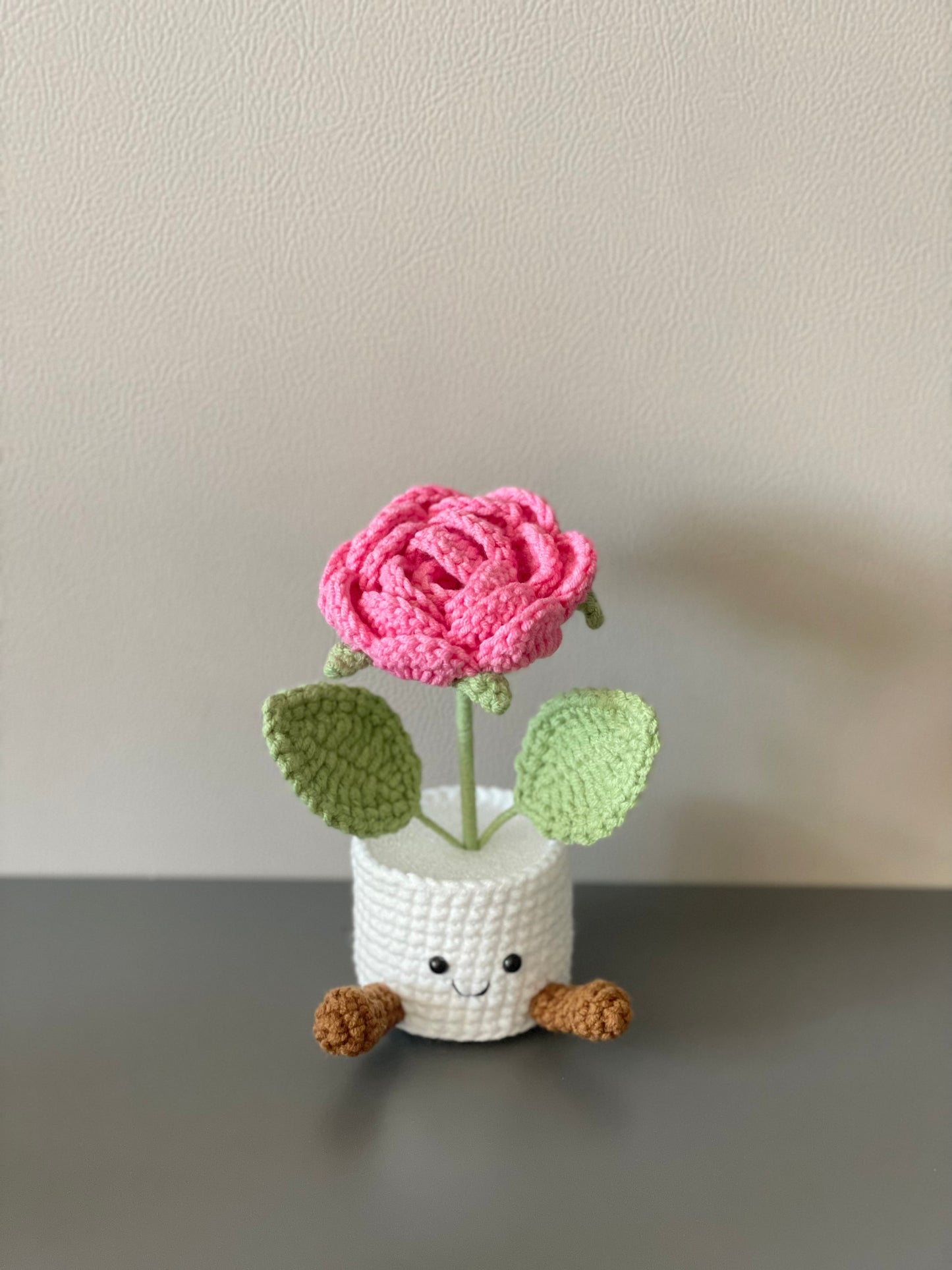 Crochet Flower in Pot, Crochet Rose