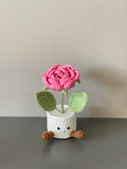Crochet Flower in Pot, Crochet Rose