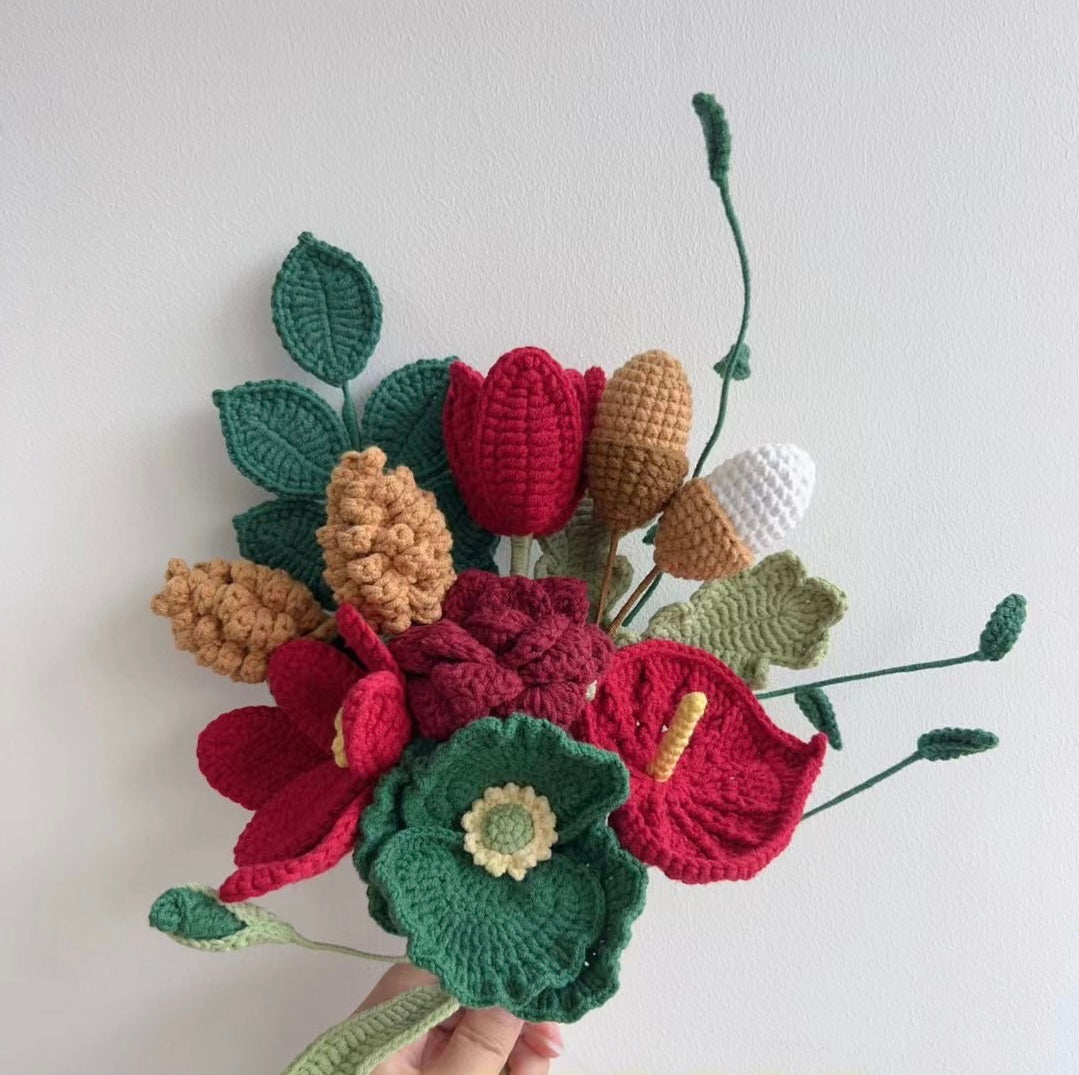 Crochet Christmas Special Mixed Flower Bouquet