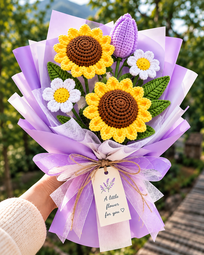Handmade Crochet Sunflower & Daisy Bouquet – Everlasting Flower Gift