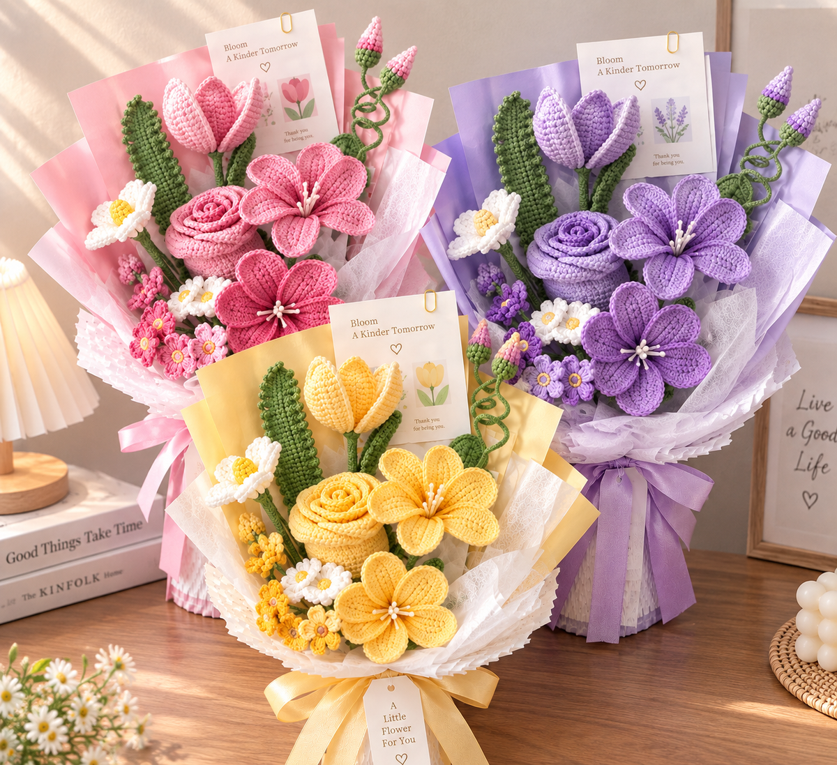 Handmade Mixed Crochet Flower Bouquet – Everlasting Floral Gift