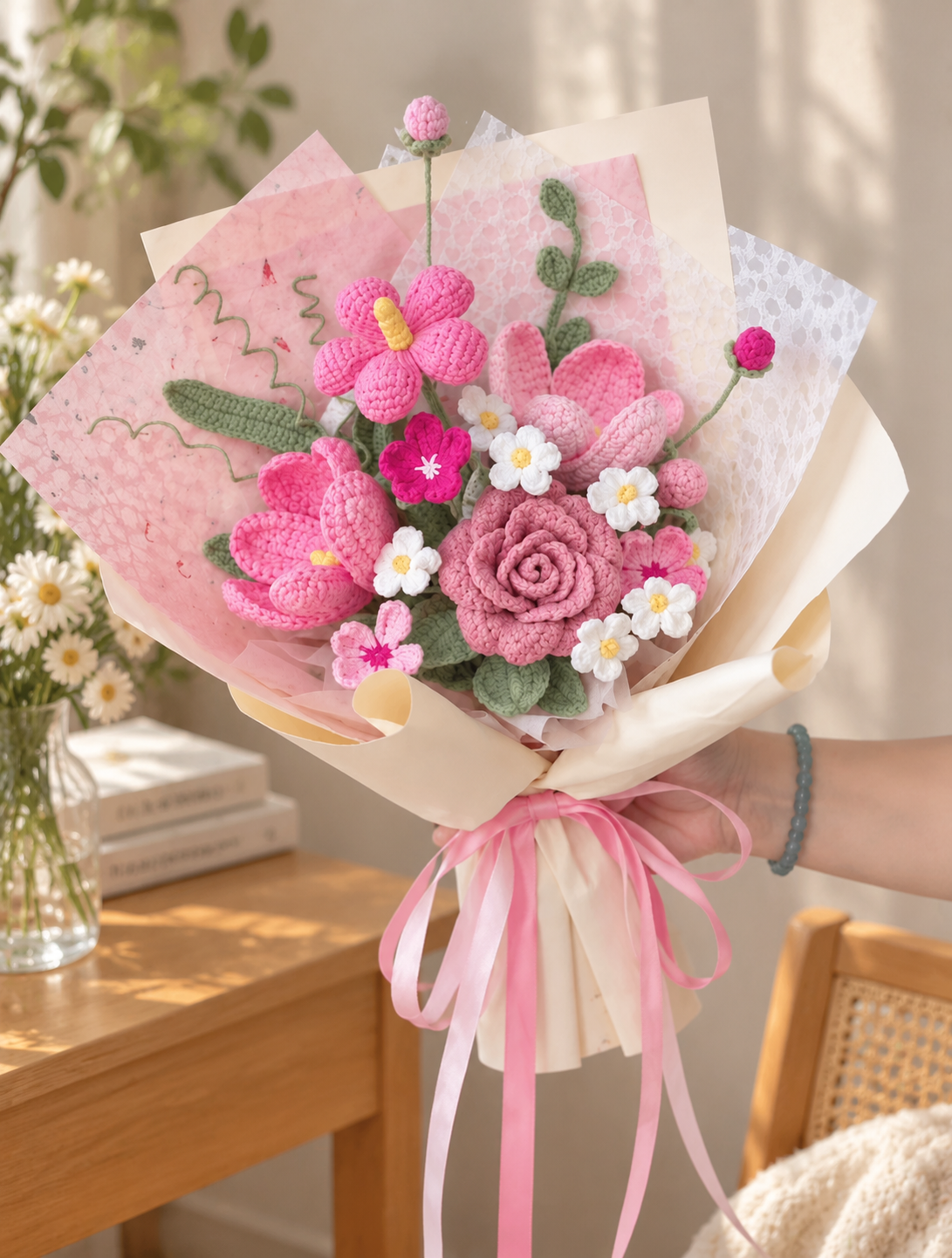 Handmade Crochet Flower Bouquet – Forever Flowers Gift