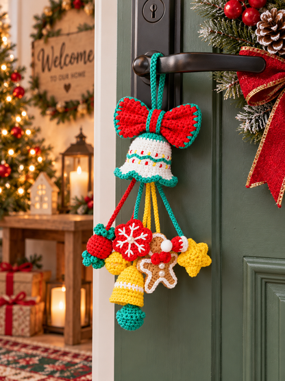 Crochet Christmas Bag Charm, Handmade Christmas Bell Ornament, Christmas Tree Hanging Decor, Car Mirror Charm, Cute Holiday Gift