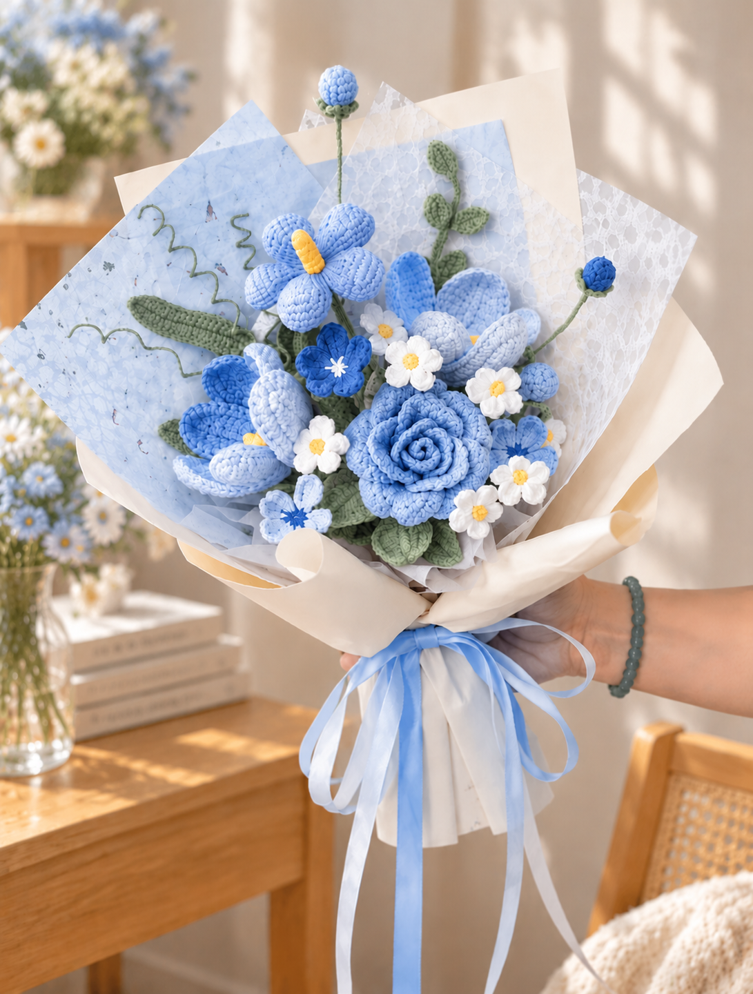 Handmade Crochet Flower Bouquet – Forever Flowers Gift