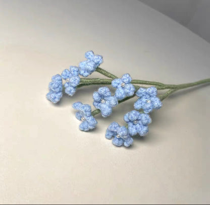 Crochet Baby's Breath Flower Bouquet, White/Pink/Light Pink/Blue/Yellow, Medium Stem
