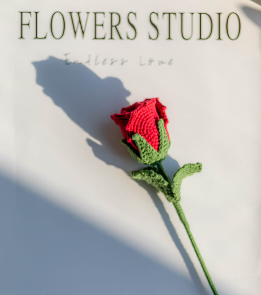 Crochet Red Rose Stems, Soft Cotton Yarn