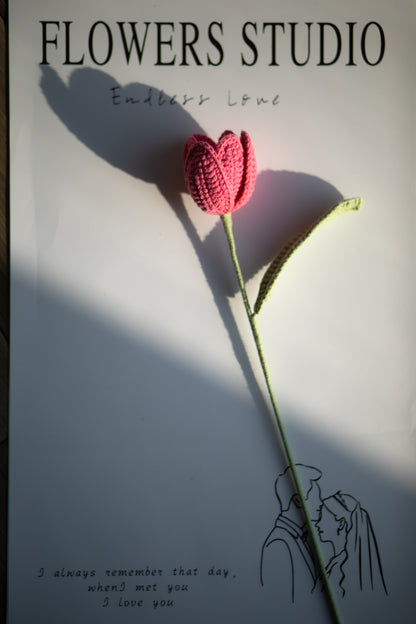 Tiges de tulipes au crochet, fil de coton doux, plusieurs couleurs disponibles