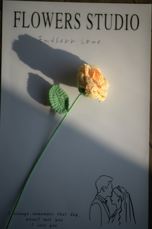 Crochet Multi-Head Rose Stems, Yellow